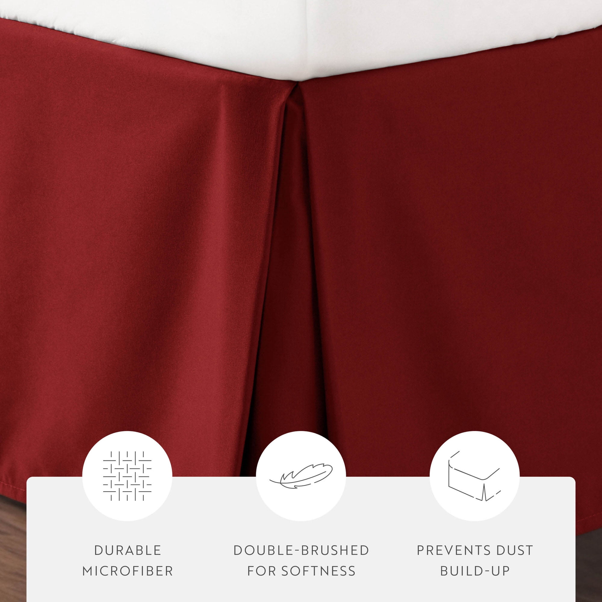 Noble Linens Burgundy Pleated Dust Ruffle Bed Skirt, Full