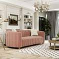thumbnail image 2 of 83'' Velvet Sofa for Living Room Modern Couch 3-Seater Apartment Sofa with 2 Pillows & Golden Metal Legs(Pink), 2 of 6