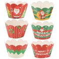 thumbnail image 2 of GOOHOCHY 6 envoltorios navideños para cupcakes, decoración para postres, suministros para fiestas, moldes de papel para hornear, 2 of 7
