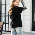 thumbnail image 5 of T Shirts for Girls Casual Solid Color Crewneck Faux Layered Long Sleeve Striped Tops 2 in 1 Loose Fit Fashion Wear, 5 of 5