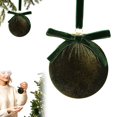 thumbnail image 3 of 3-Pack Matcha Green Velvet Christmas Ball Ornaments, 3.15-Inch Flocked Shatterproof Tree Decorations for Cottage, Scandinavian, Neutral, Wreath, Mantel and Holiday Decor, 3 of 4