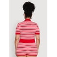 thumbnail image 5 of Womens Plus Size Daisy Striped Cropped Polo Shirt, 5 of 5