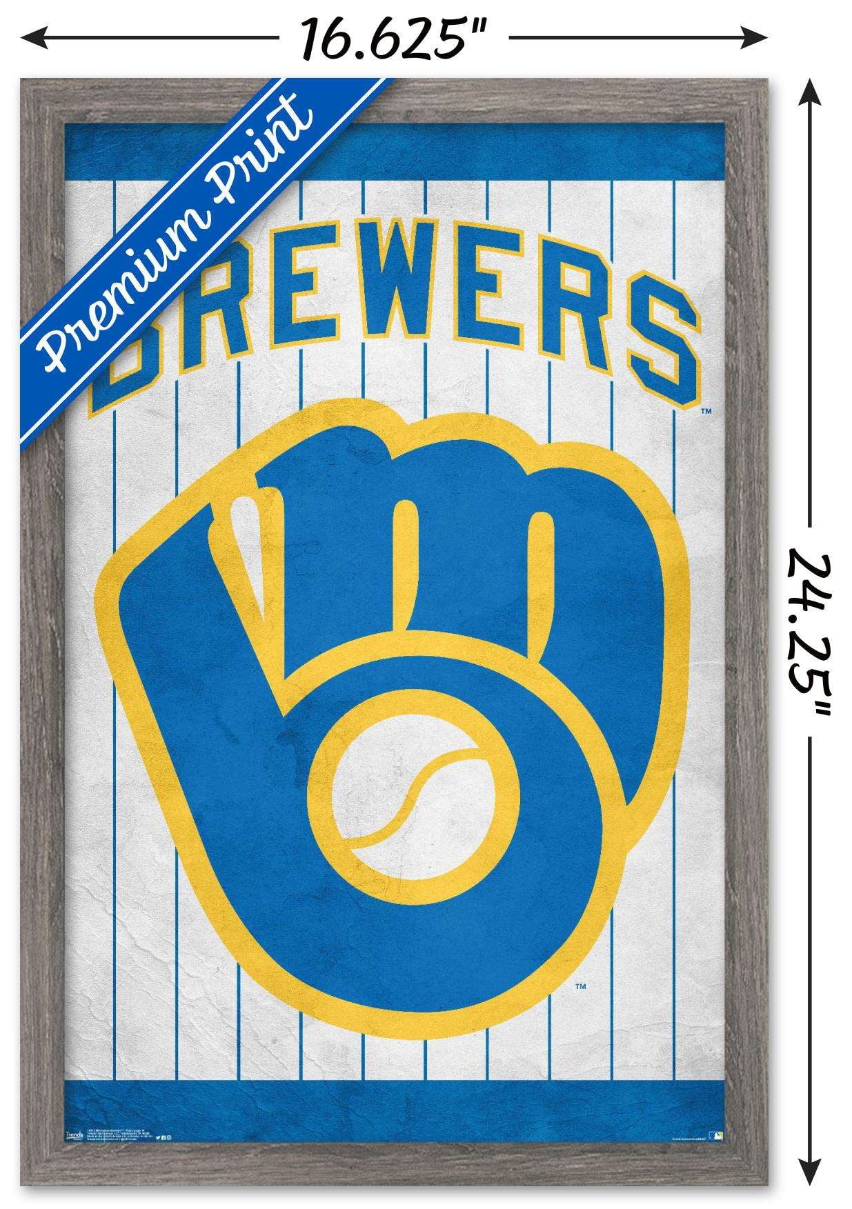 MLB Milwaukee Brewers - Retro Logo Wall Poster, 14.725" x 22.375", Framed