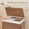 thumbnail image 2 of Casa Pura Furniture 3-Section Laundry Hamper with Lid, Water Hyacinth Woven Laundry Sorter with Removable Liners, Rolling or Non-Slip Design, 2 of 9