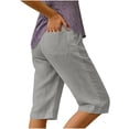 thumbnail image 5 of Yievot Cotton Linen Capri Pants for Women Loose Casual Elastic Waist Summer Beach Vacation Cropped Pants with Back Pockets, 5 of 7