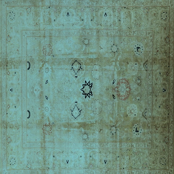 Ahgly Company Indoor Square Oriental Light Blue Industrial Area Rugs, 6' Square