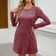 thumbnail image 2 of hotojiny Women's Knit Sweater Dress Elegant Long Sleeve Casual Dress with Pockets Trendy Button Crewneck Dress, 2 of 6