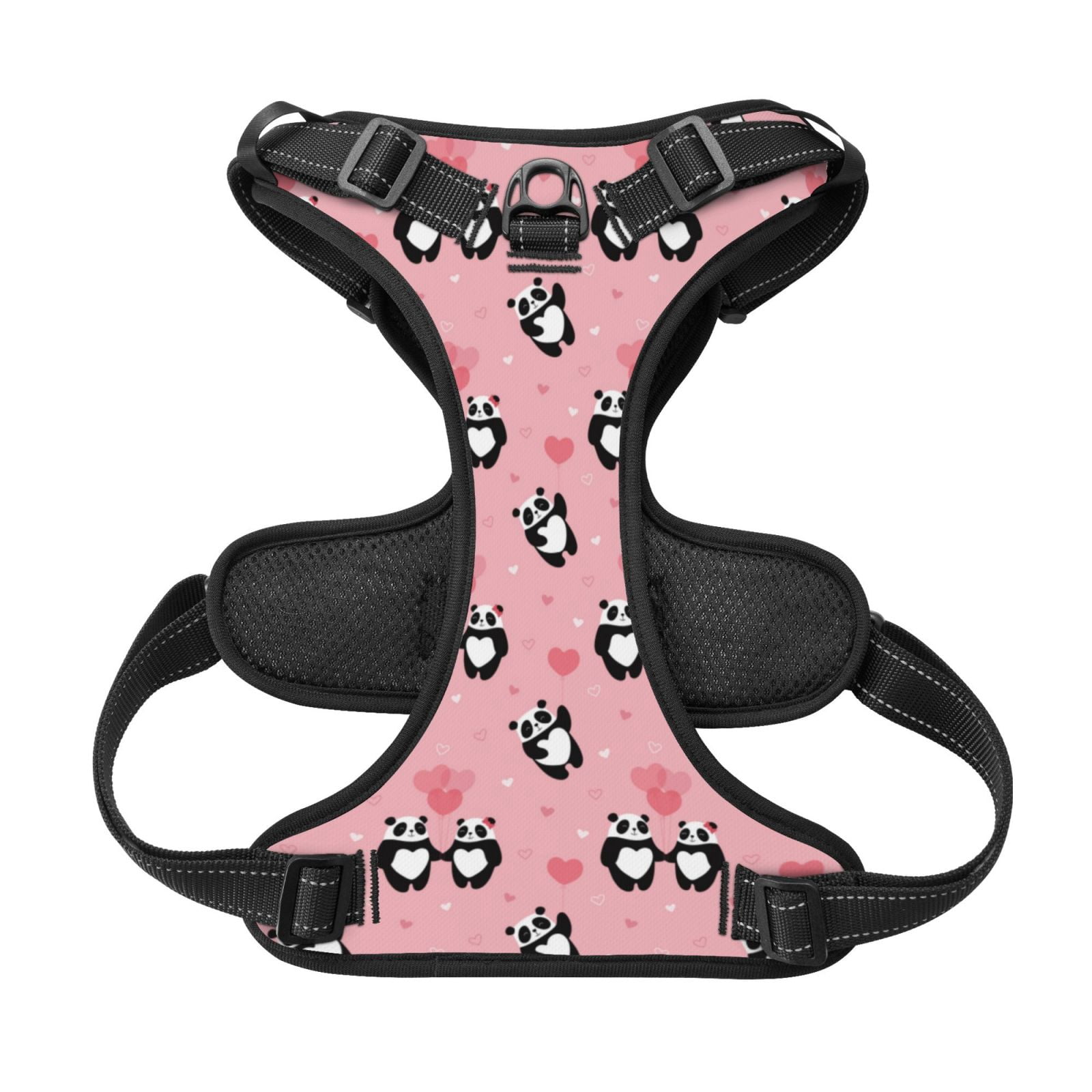 Kdxio Valentine'S Day Panda Print No Pull Dog Harness Adjustable Reflective Oxford Easy Control Medium Large Dog Harness for Training and Everyday-Small