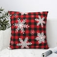 thumbnail image 6 of YFYANG Square Decorative Throw Pillow Case (Without Pillow Insert), Christmas Snowflake Plaid Bedroom Sofa Car Cushion Cover, 18"x18", 6 of 9