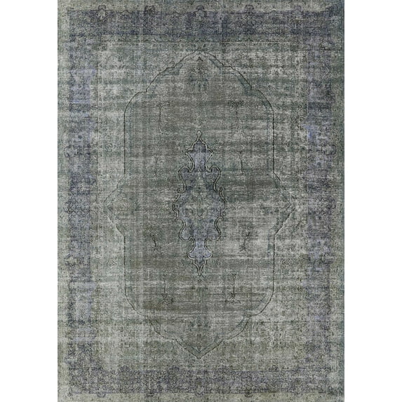 Ahgly Company Indoor Rectangle Mid-Century Modern Carbon Gray Oriental Area Rugs, 2' x 5'