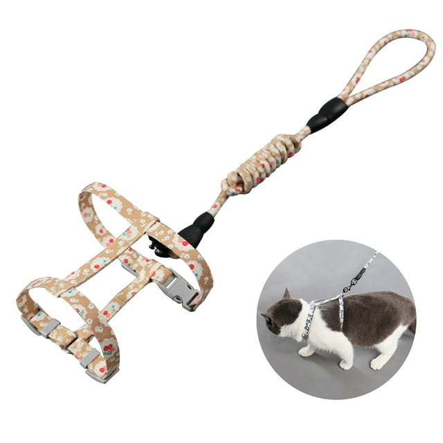 Laisse pour Chat Mode Ajustable Harnais pour Chat Anti-Évasion avec Laisse Fournitures pour Animaux