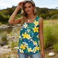 thumbnail image 3 of Bbyeadc Womens Tank Top Hawaiian Tropical Print Square Neck Tank Top Sleeveless Shirt Casual Beach Travel Everyday Wear,Yellow (L), 3 of 4