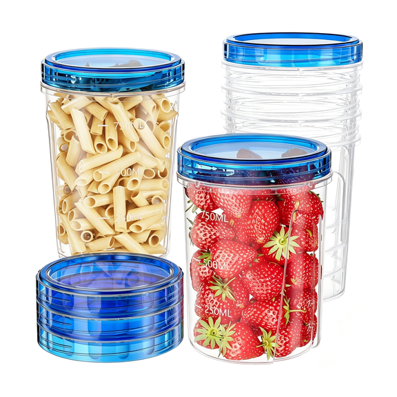 ACDANC 6 Pack-32 Oz Freezer Storage Containers, Round Plastic Containers with Twist Top Lids, Bpa Free Food Storage Containers, Leakproof Meal Prep Containers Microwave/Dishwasher Safe