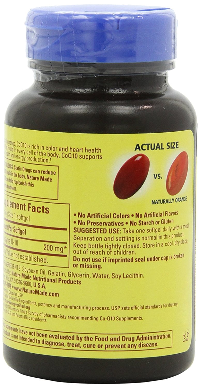 "Coq10 200 Mg, Naturally Orange,Value Size, 80-Count, Antioxidant that helps maintain heart health By Nature Made From USA"