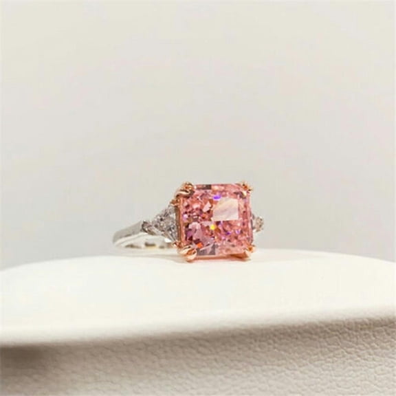 QQTDFG Heart Shaped Cubic Zirconia Jewelry Romantic 925 Silver Rings for Women SZ 6-10-#8-10