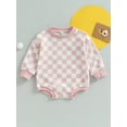 thumbnail image 2 of Wassery Baby Girls Boys Sweatshirt Rompers Checkerboard Print Long Sleeve One Piece Jumpsuit 6 12 18 24 Months Newborn Infant Cute Clothes, 2 of 8