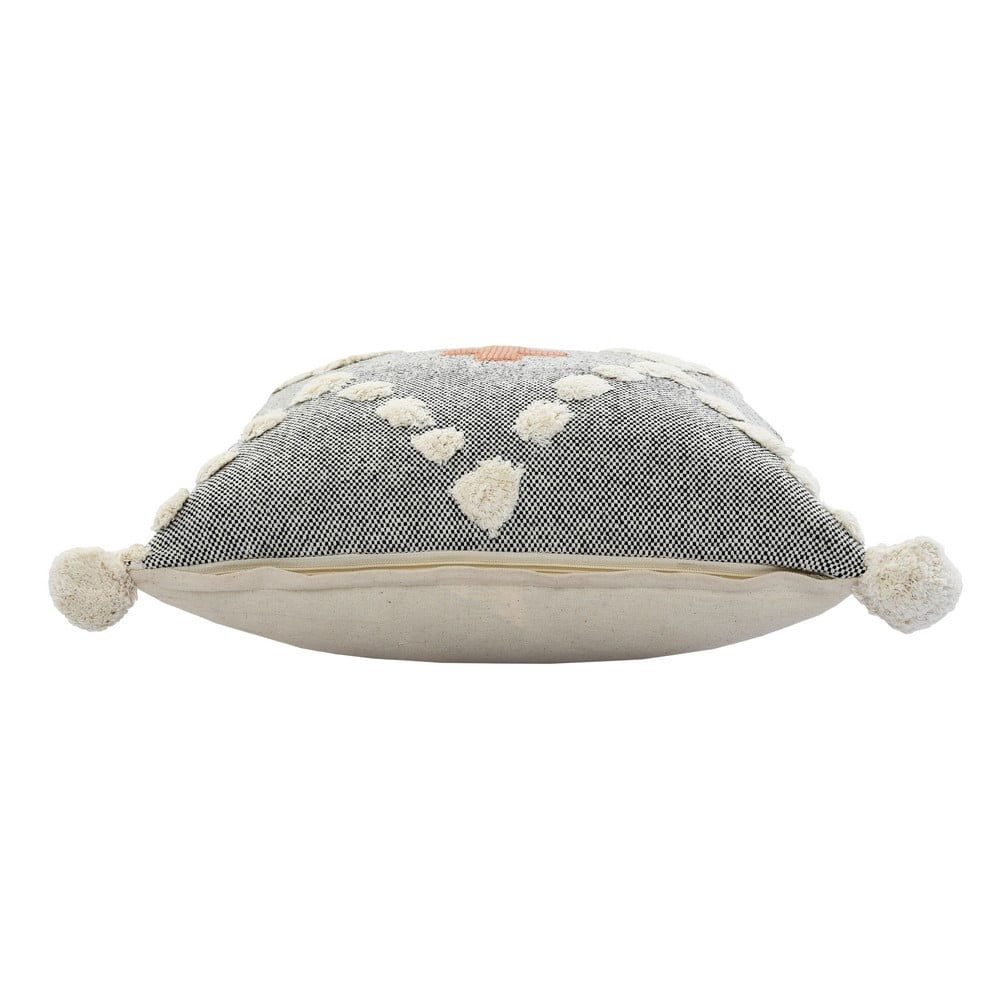 Ox Bay 20" x 20" Hand-stitched Gray/ Orange Geometric Organic Cotton Pillow Cover