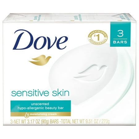 Dove Sensitive Skin Beauty Bar, 3.17 oz, 3 Bar