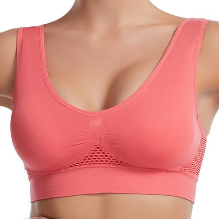 

PERZOE Sports Bra U-Neck Wide Shoulder Strap High Elasticity Shockproof Sports Bra Women Hollow Mesh Back Yoga Vest Bra