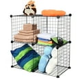thumbnail image 1 of Storage Cube Shelves, Multi Use 4 Cube Wire Grid DIY Closet Organizer, Black, 1 of 7