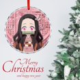 thumbnail image 3 of Kamado Nezuko Christmas Round Ornament Glass Circular Pendant Smooth Hanging Decoration for Home, Office & Christmas Tree, 3 of 8