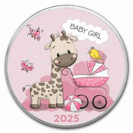2025 1 oz Silver Colorized Round - APMEX (Baby Girl Giraffe)