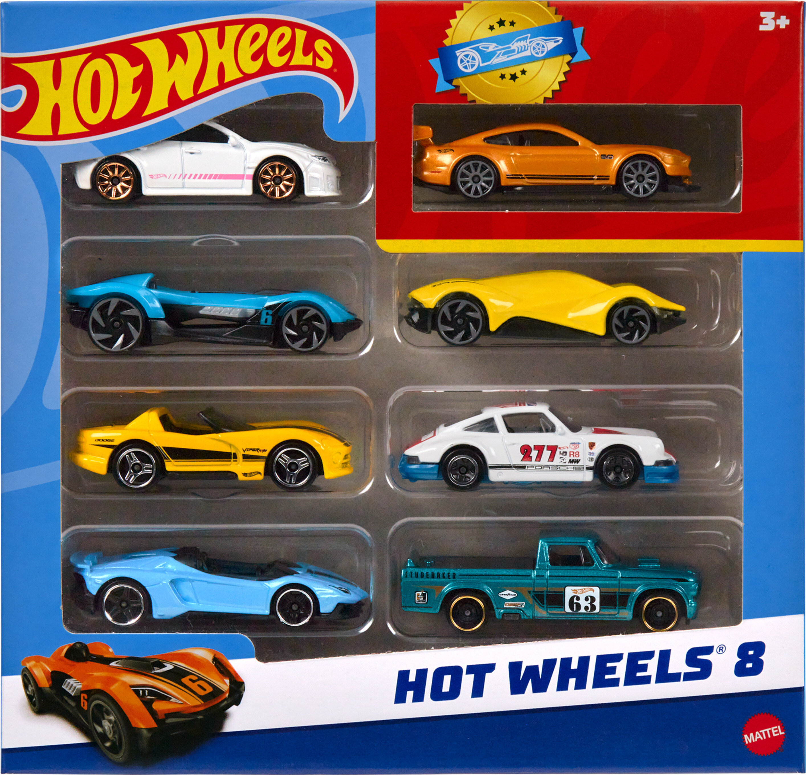 Hot Wheels Set of 8 Basic Toy Cars & Trucks in 1:64 Scale including 1 Exclusive Car, Styles May Vary - image 2 of 5