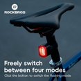 thumbnail image 5 of ROCKBROS R2 Co-Frequency Bike Tail Light Cycling Lamp Rear Brake Light,Vibration & Light sensitive 4 Light Modes 260mAh Waterproof Adjustable Cycling Taillight Night Ride, 5 of 18