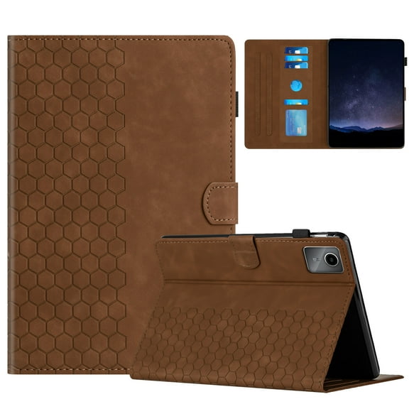Dteck Built-in Card Slots Wallet Case for Lenovo Tab M11 11-inch TB330FU TB330XU,Magnetic Leather Auto Sleep/Wake Case Shockproof Kickstand Cover for Lenovo Tab M11 2024,Brown