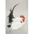 thumbnail image 2 of Koson, Ohara 11x14 Black Ornate Wood Framed with Double Matting Museum Art Print Titled - Rooster and hen, 2 of 4