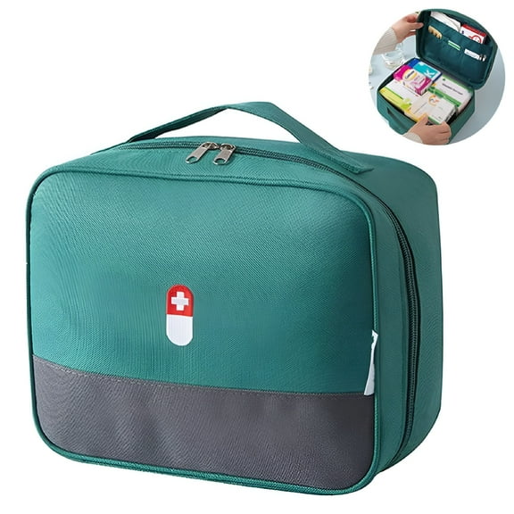 XIRQI 2026 New Zippered First Aid Bag Medication Organizer Emergency Empty Pouch Carrier with Oxford Cloth Travel Medicine Pill Case with Handle Medical Bags（Does Not Contain Medical Supplies）