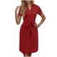 thumbnail image 1 of Sexy Vestido Casual para Mujeres, Cuello en V de Manga Corta de Color Sólido con Cinturón de Arco para la Moda, la Fiesta Y el Uso Casual, 1 of 9