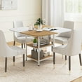 thumbnail image 2 of Gymax 47.5'' Square Dining Table w/Double-colored Splice Desktop 2-Tier Storage Shelves, 2 of 10