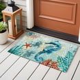thumbnail image 4 of 2x3 Ft Entryway Area Rug, Sea Seahorse Coastal Kitchen Rug Runner Washable Floor Mat, Turquoise Nautical Summer Coral Vintage Non Slip Indoor Door Mat Throw Carpet for Bathroom Living Room Bedroom, 4 of 8