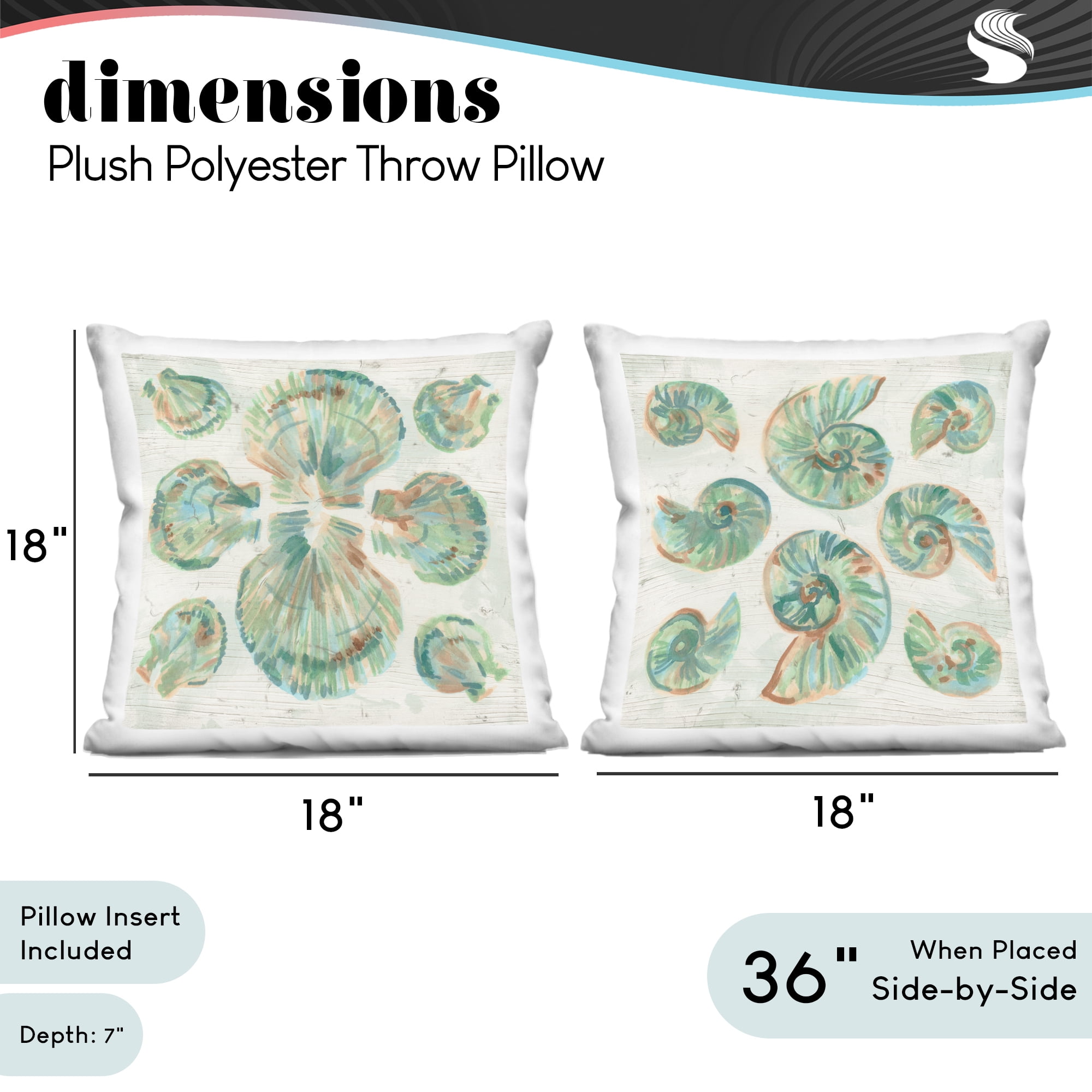 Stupell Industries Saltwashed Seashells Pattern 2 Piece Decorative Printed Throw Pillow Set, design by June Erica Vess