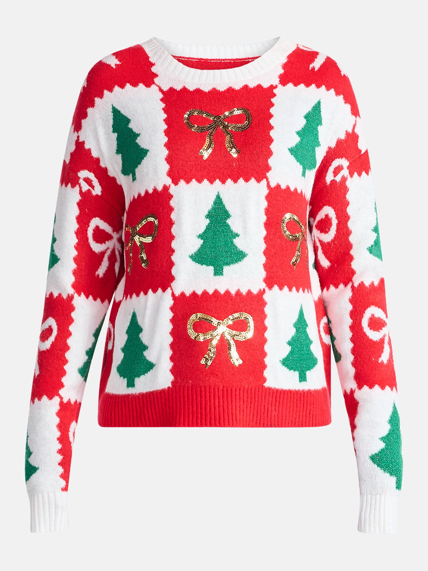 Holiday Time Women's Embellished Pullover Christmas Sweater, Midweight, Sizes XXS-XXXL
