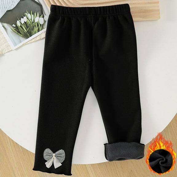 piuwrlz Girls Boys Winter Thick Velvet Pants for Kids Long Plush Cotton Sweatpants Black Size 2 Years