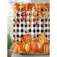thumbnail image 2 of Pumpkins Fall Thanksgiving Shower Curtain, Orange Leaves Black White Plaid Bathroom Decor Curtains Set with Hooks, Waterproof Fabric Home Accessories， Stall 54 X 78 Inch, 2 of 6