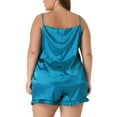 thumbnail image 3 of Agnes Orinda Women's Plus Size Lingerie Sleepwear 2 Piece Cami Shorts Pajama Sets 3X Lake Blue, 3 of 6