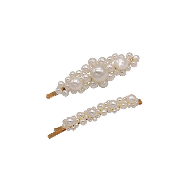 Numblartd 2 horquillas para el pelo de aleación de perlas artificiales vintage para mujer, estilo vintage, accesorios para el pelo (dorado)