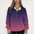 thumbnail image 4 of Sexlip Womens Quarter Zip Sweater Oversized Sweatshirt Long Sleeve Sweatshirts Fleece Casual Fall Fashion Pullover Purple M, 4 of 5