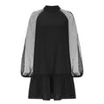 thumbnail image 5 of Uaswgudfs High Neck Long Sleeve Summer Casual Dress for Women - Midi Dress with Ruffled Hem & Pleated Lace Accents, Lightweight & Breathable Daily Wear Black L, 5 of 6