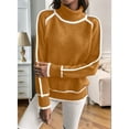 thumbnail image 5 of Fall Sweaters for Women Trendy Cute Cozy - Long Sleeve Colorblock Knitted Pullover Tops Caramel Color M, 5 of 7