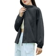 thumbnail image 3 of Bovxnpu Women's Long Sleeve Sun Protection Shirts, Lightweight Womens Activewear Breathable Sunscreen Hoodie Workout Tops, Ladies Solid Color Hooded Sun Protection Clothing XL, 3 of 8