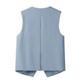 thumbnail image 6 of Lovskoo Women's Solid Color Waistcoat Suit Fabrics Pockets Sleeveless Vest V Neck Button Down Fashion Dressy Blazer Jacket Blue, 6 of 7