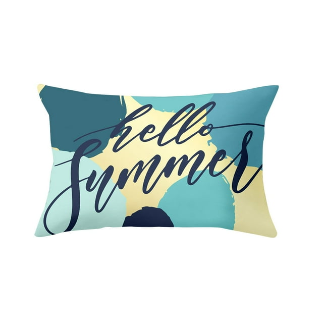 Hello Summer Sign Watermelon Pineapple Short Plush Car Waist Pillow Sofa Window Cushion Throw Pillow