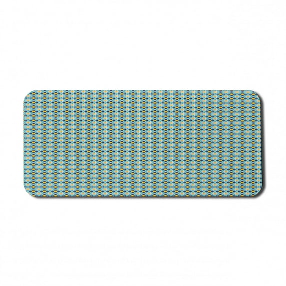 Abstract Computer Mouse Pad, Eastern Inspired Traditional Motifs and Shapes, Rectangle Non-Slip Rubber Mousepad X-Large, 35" x 15" Gaming Size, Night Blue Turquoise, by Ambesonne