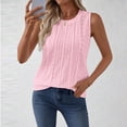 thumbnail image 6 of ZunFeo Womens Pink Tank Top | Eyelet Knit Sleeveless Top for Women | Relaxed Fit Crewneck Casual Summer Top,Size 2XL, 6 of 9