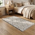 thumbnail image 2 of ODIKA 5'x7' Beige Black Interlocking Geometric Trellis Washable Area Rug Contemporary Crossover Motif Design with Dotted for Small Living Room, Bedroom, Easy Care, Non-Shedding, Pet Friendly, 2 of 7