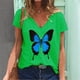 thumbnail image 1 of Pntutb - Camiseta de manga corta con estampado de mariposa y cuello en V para mujer Pntutb Pntutb-1222, 1 of 3
